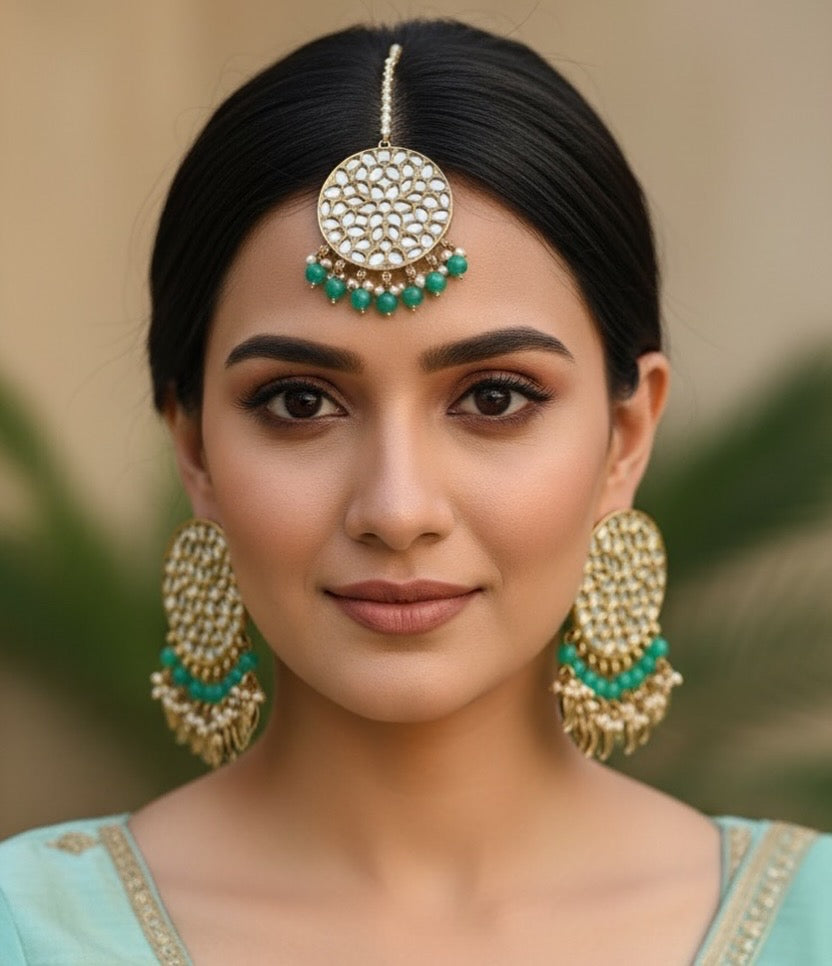 Anshi mirror earrings tikka