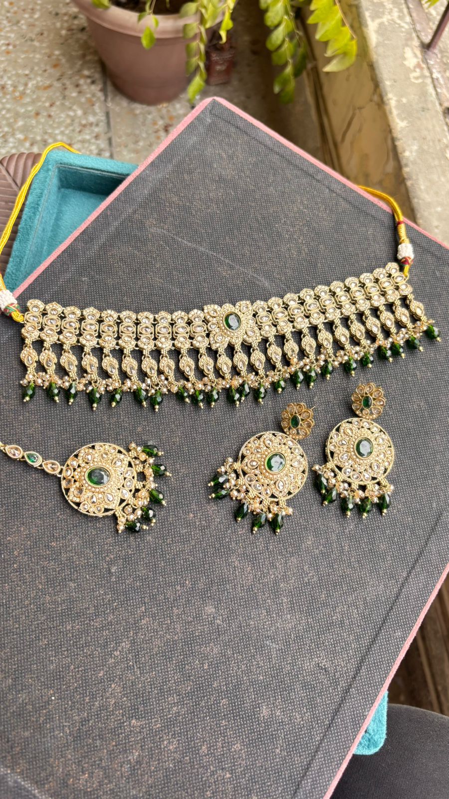 Simra Polki Choker Necklace | Gold-Plated Polki Bridal Jewelry