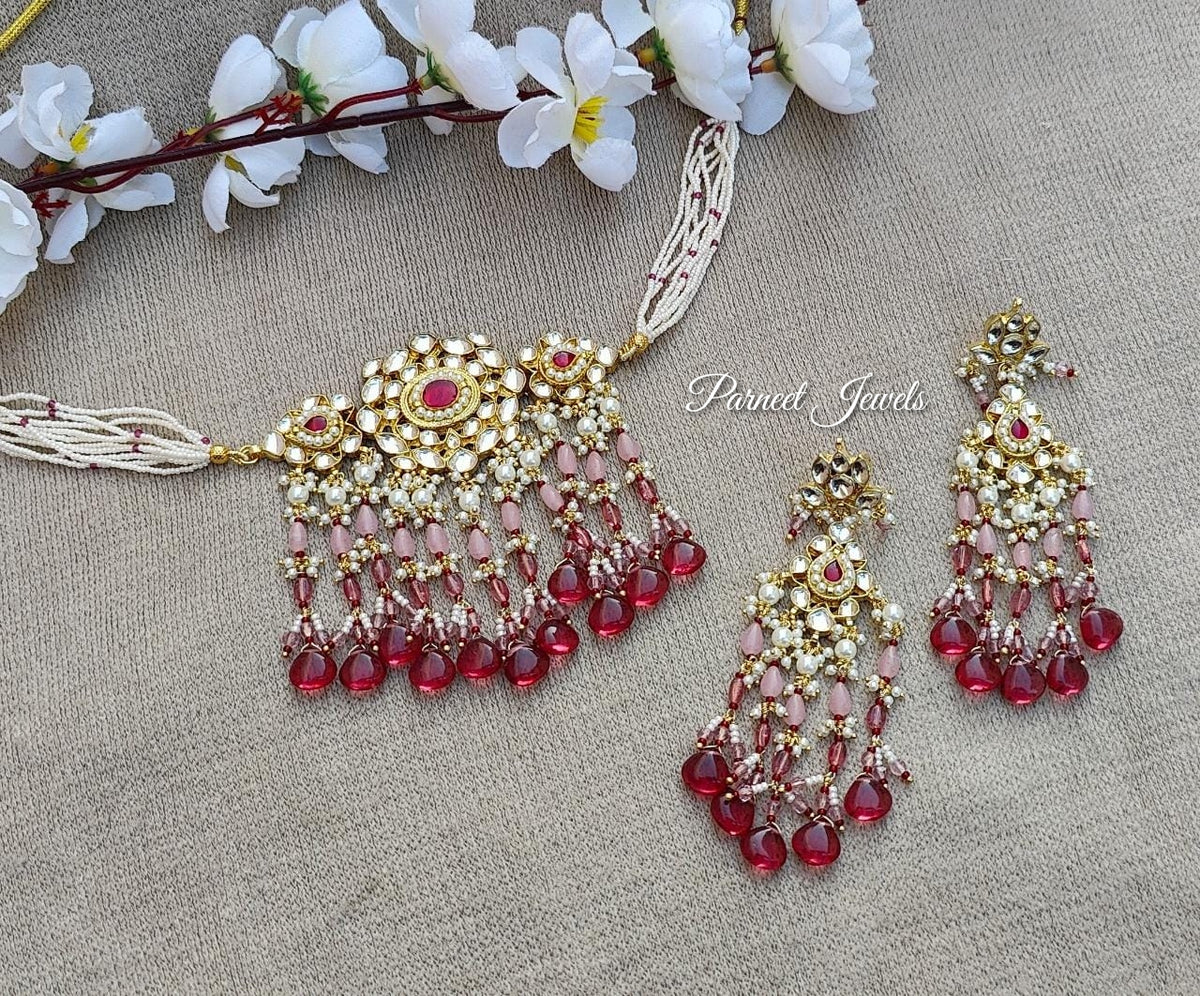 Tharsika Pachi Choker Set (Mint)
