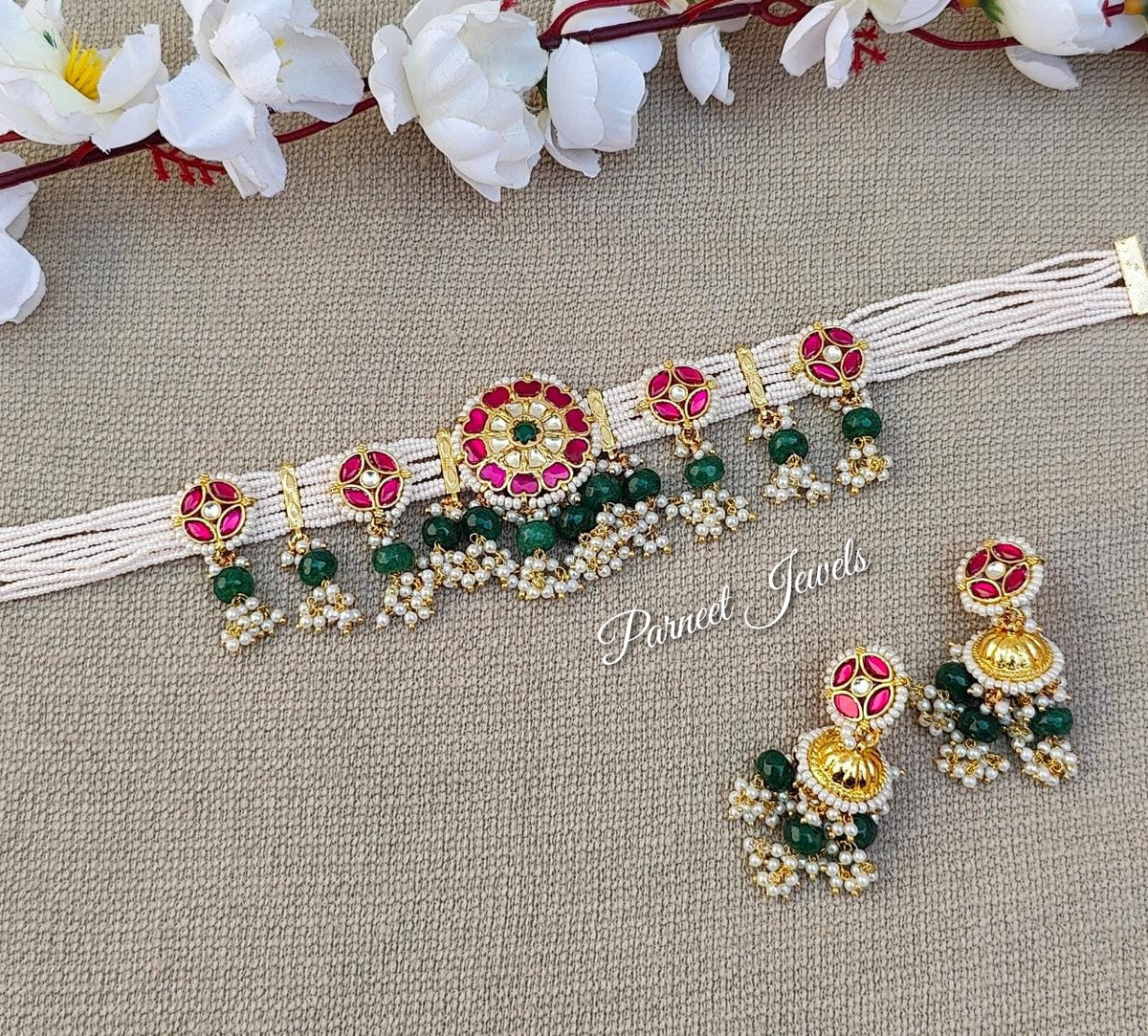 Meshwa Pachi Kundan Choker