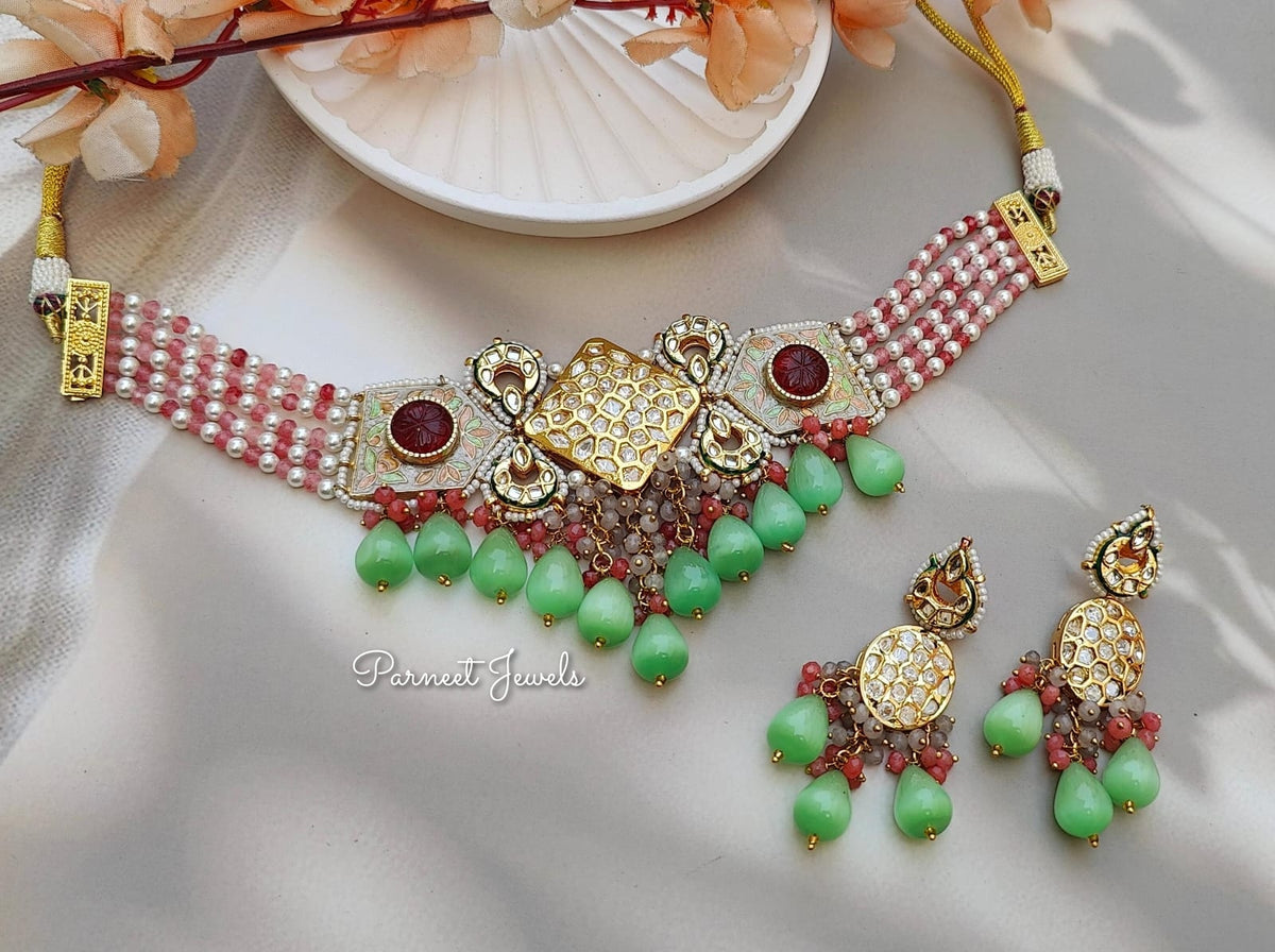 Zoha Meenakari Beaded Choker