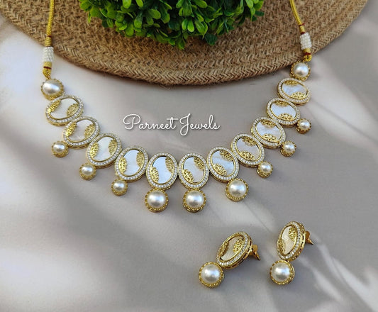 Sanvi MOP Choker/Necklace Set