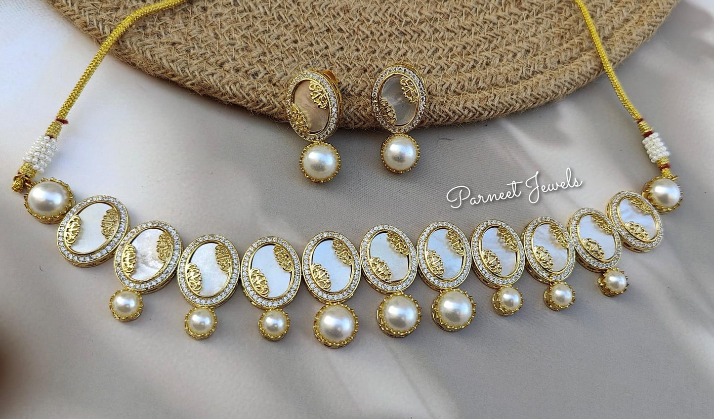 Sanvi MOP Choker/Necklace Set