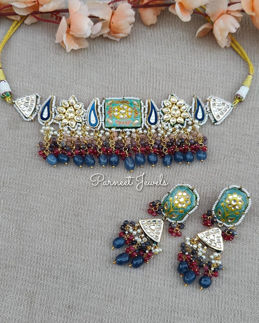 Gulnar Meenakari Beaded Choker
