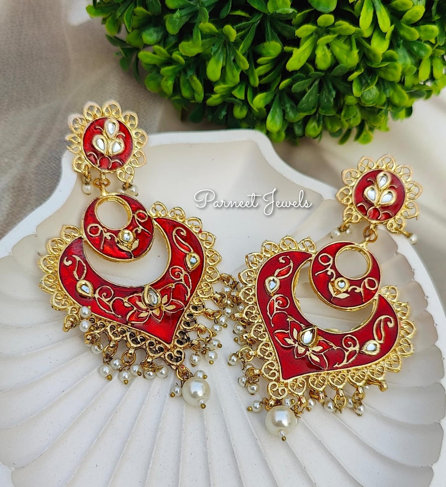 Taruna Painted Kundan Earrings
