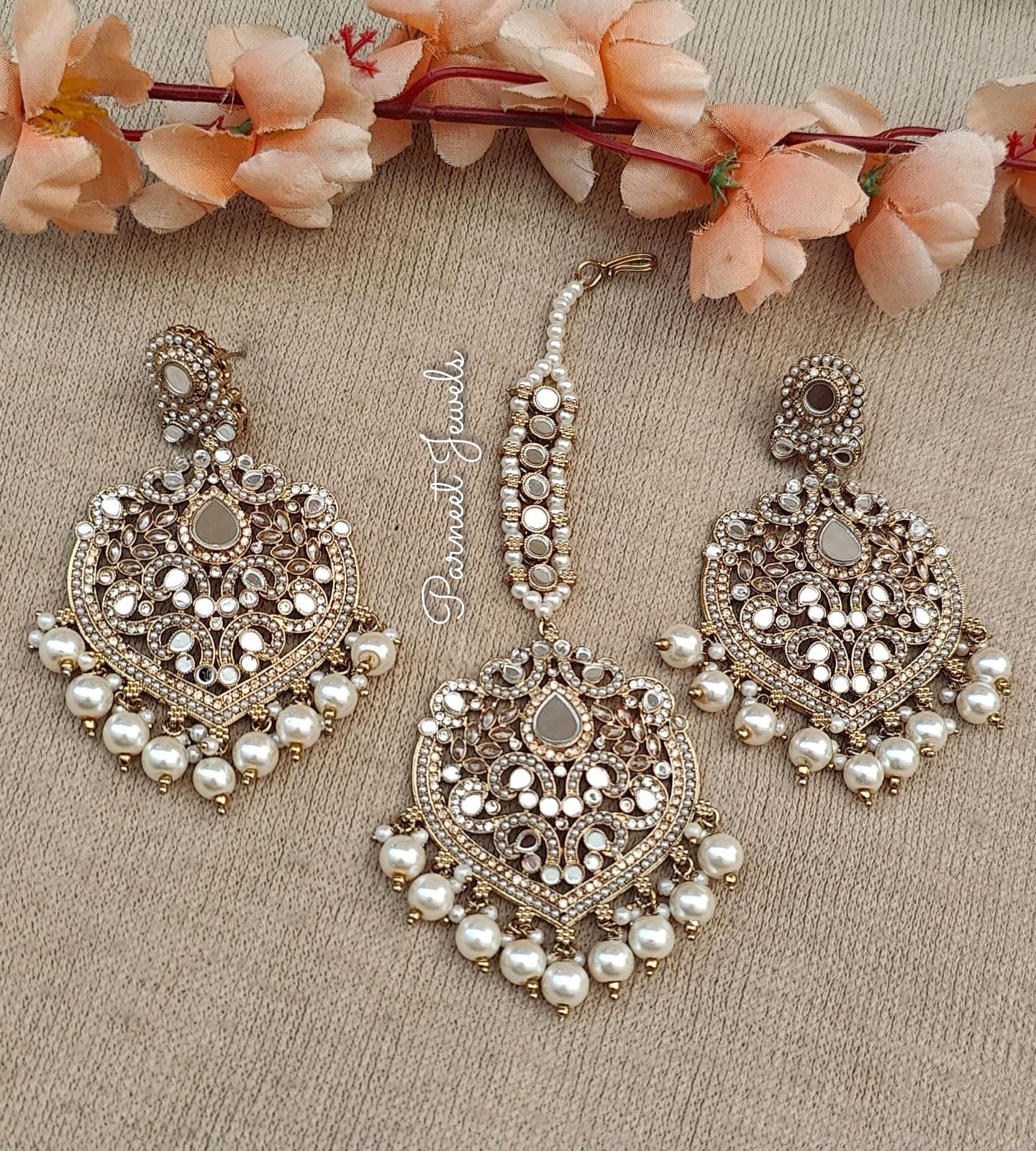 Minisha oversized mirror earrings tikka