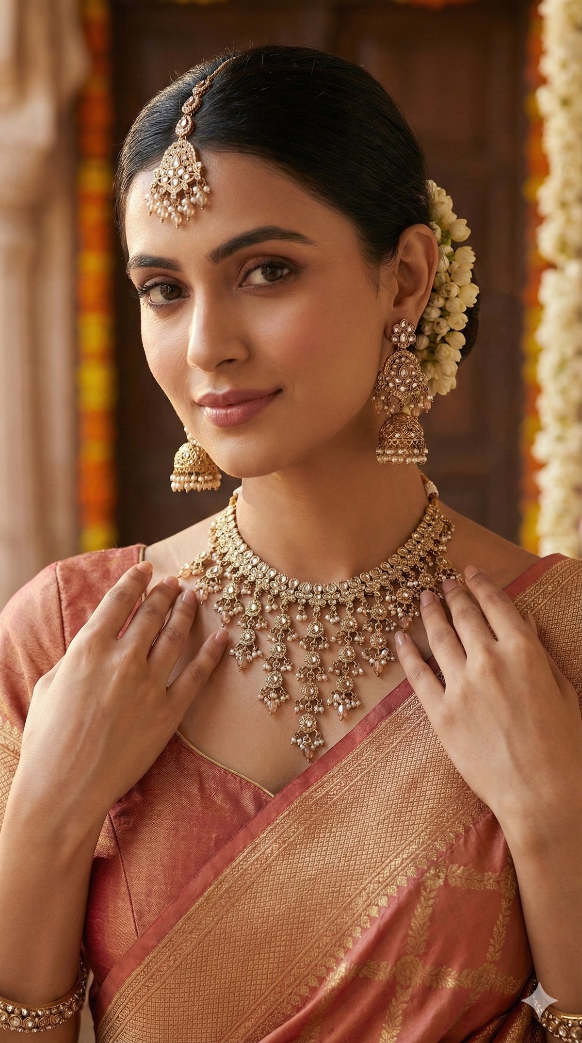 Shahana Polki Choker Necklace Set | Multi-Stone Handcrafted Necklace/Choker