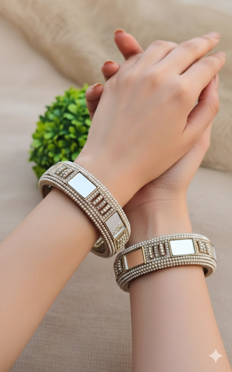 Rami Mirror Bangles(Pearl)