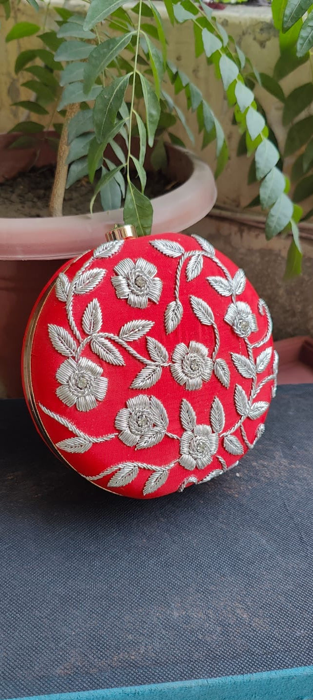 Sanaya Red Round Clutch