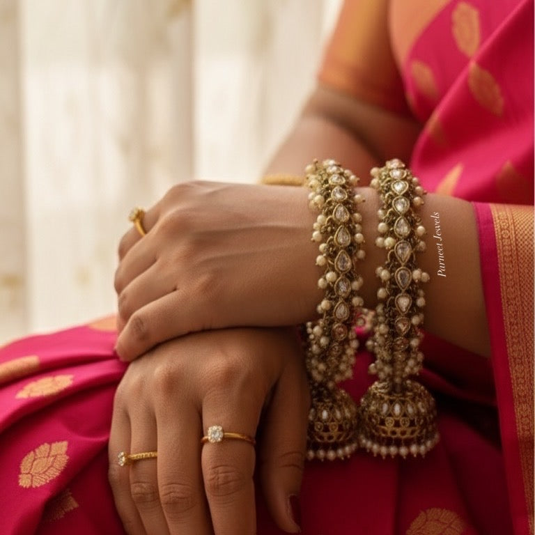 Shirisha Polki Jhumki Bangles (Pearl)