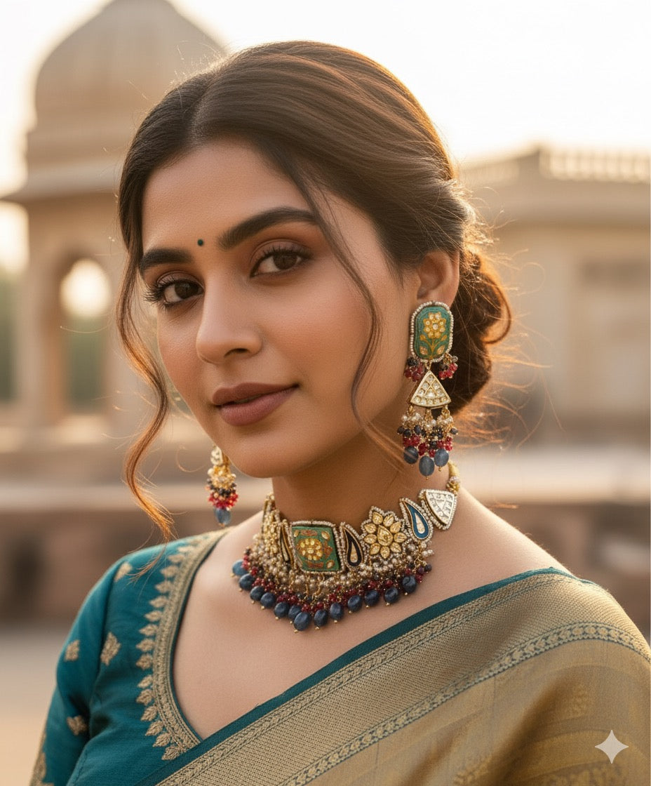 Gulnar Meenakari Beaded Choker