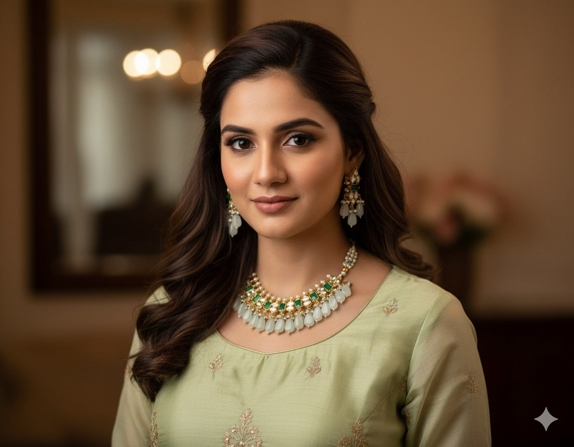 Bhavika Pachi Kundan Choker Set