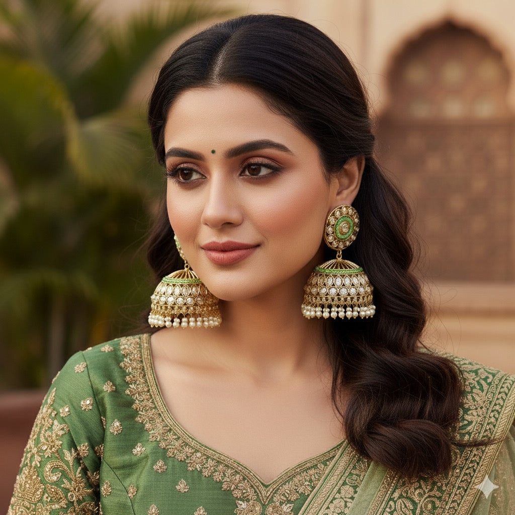 Amelia Oversized Polki Jhumkas