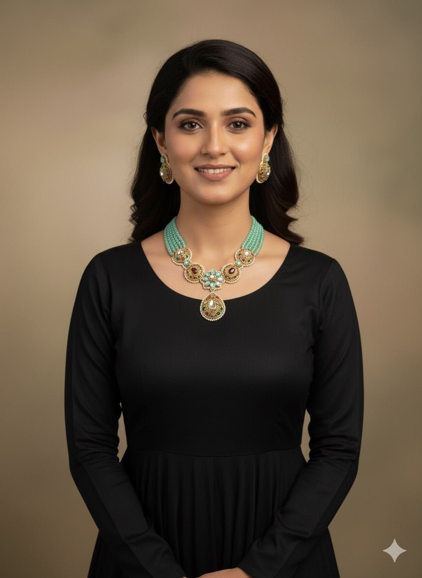 Sanjana Polki Kundan Necklace Set