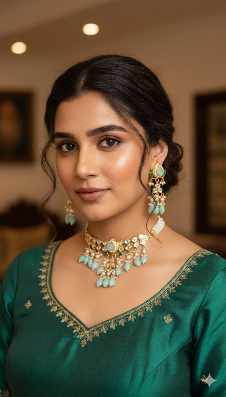 Pragya Pachi Kundan Choker (Mint)