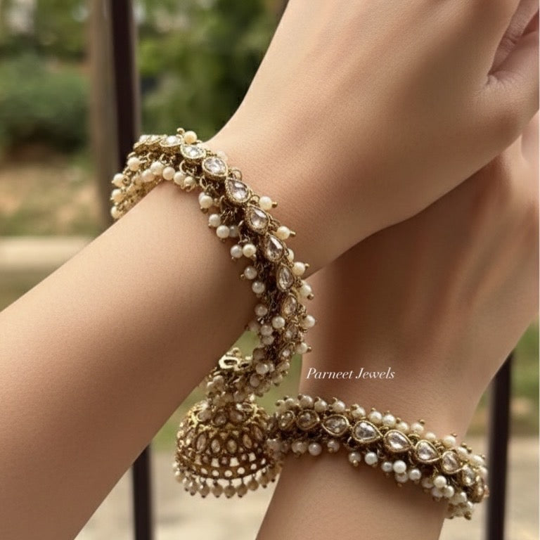 Shirisha Polki Jhumki Bangles (Pearl)