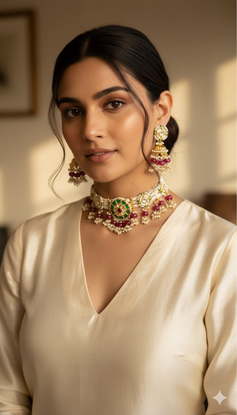 Meshwa Pachi Kundan Choker