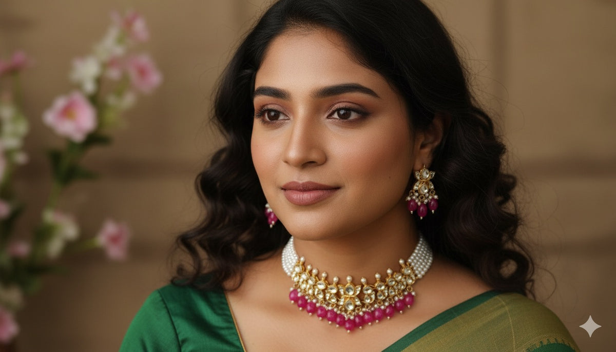 Krishi Pachi Kundan Choker Set