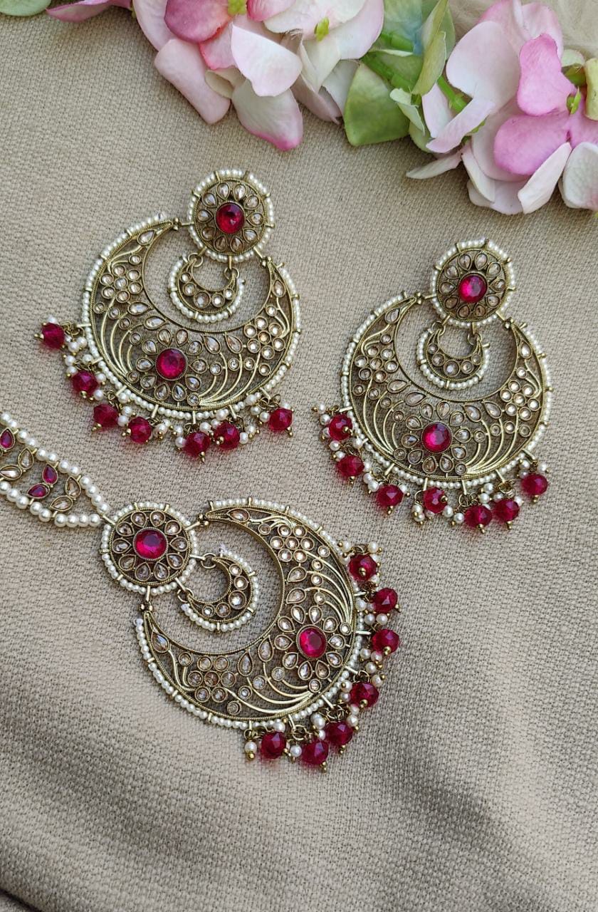 Divya Oversized Polki Earrings Tikka