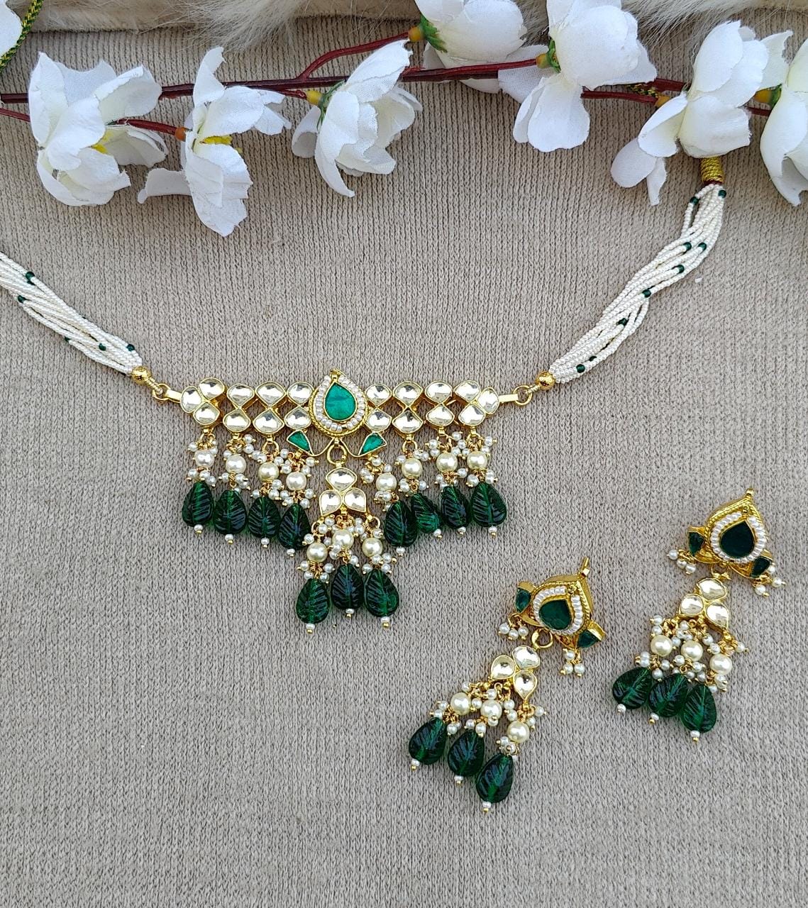 Pragya Pachi Kundan Choker (Green)