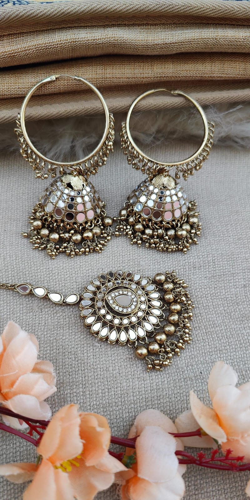 Aakriti Mirror Jhumki Tikka Balis