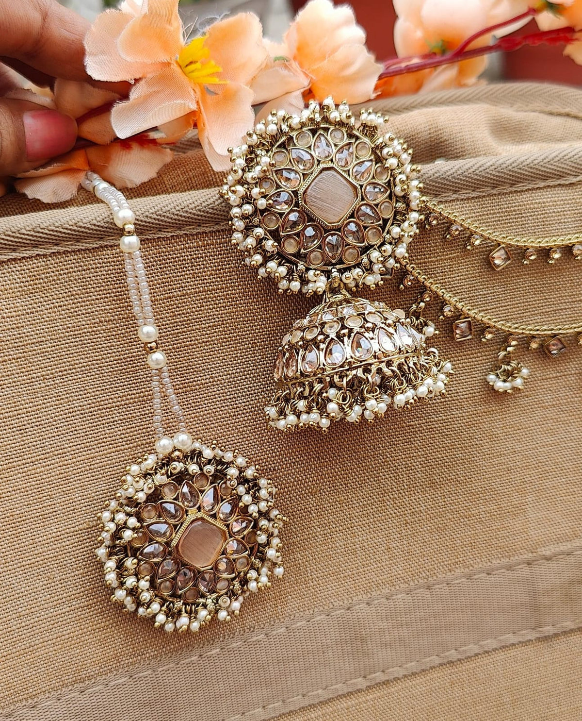 Nyra Polki Jhumki Tikka with Saharey