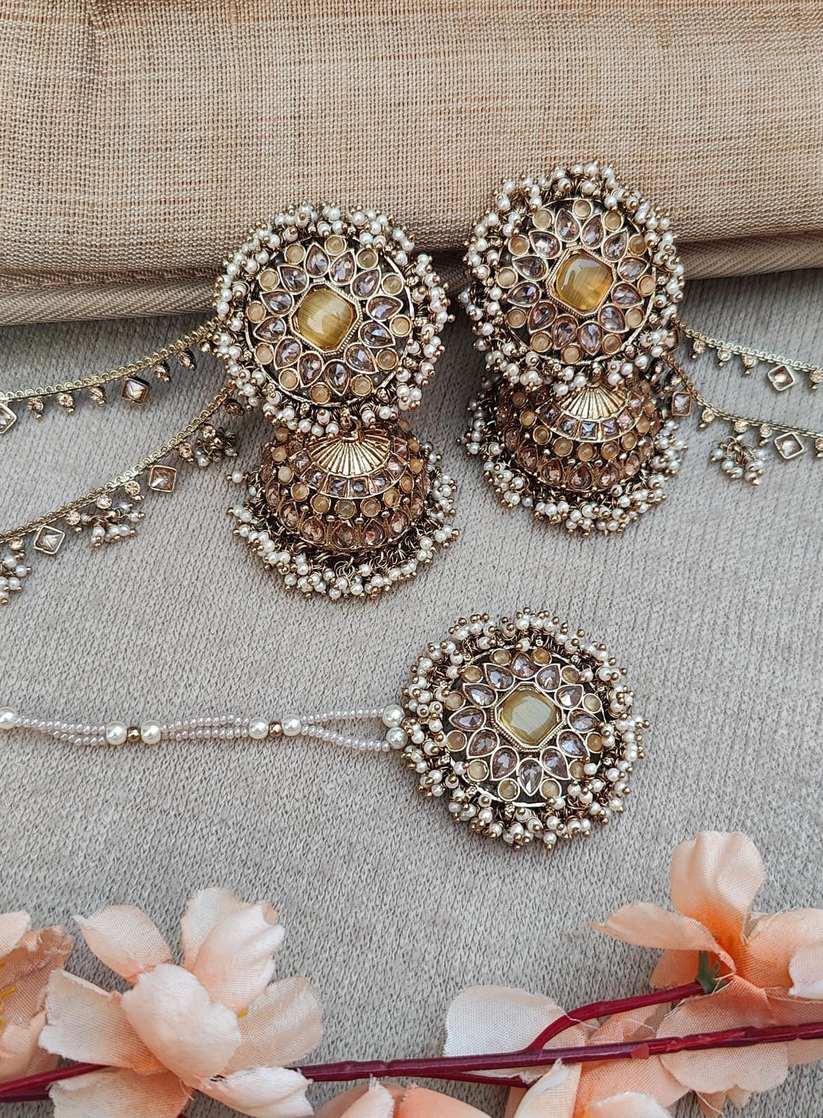 Nyra Polki Jhumki Tikka with Saharey