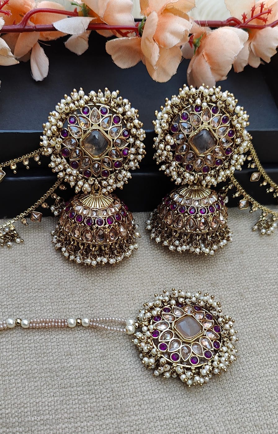 Nyra Polki Jhumki Tikka with Saharey