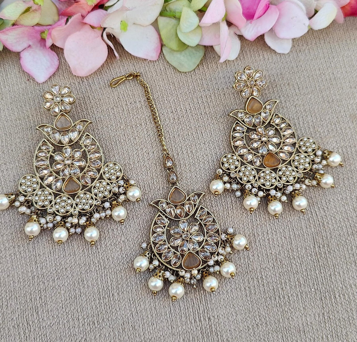 Krishnika Polki Earrings Tikka