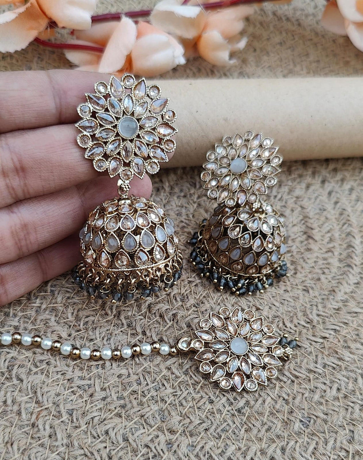 Valencia Polki Jhumki Tikka
