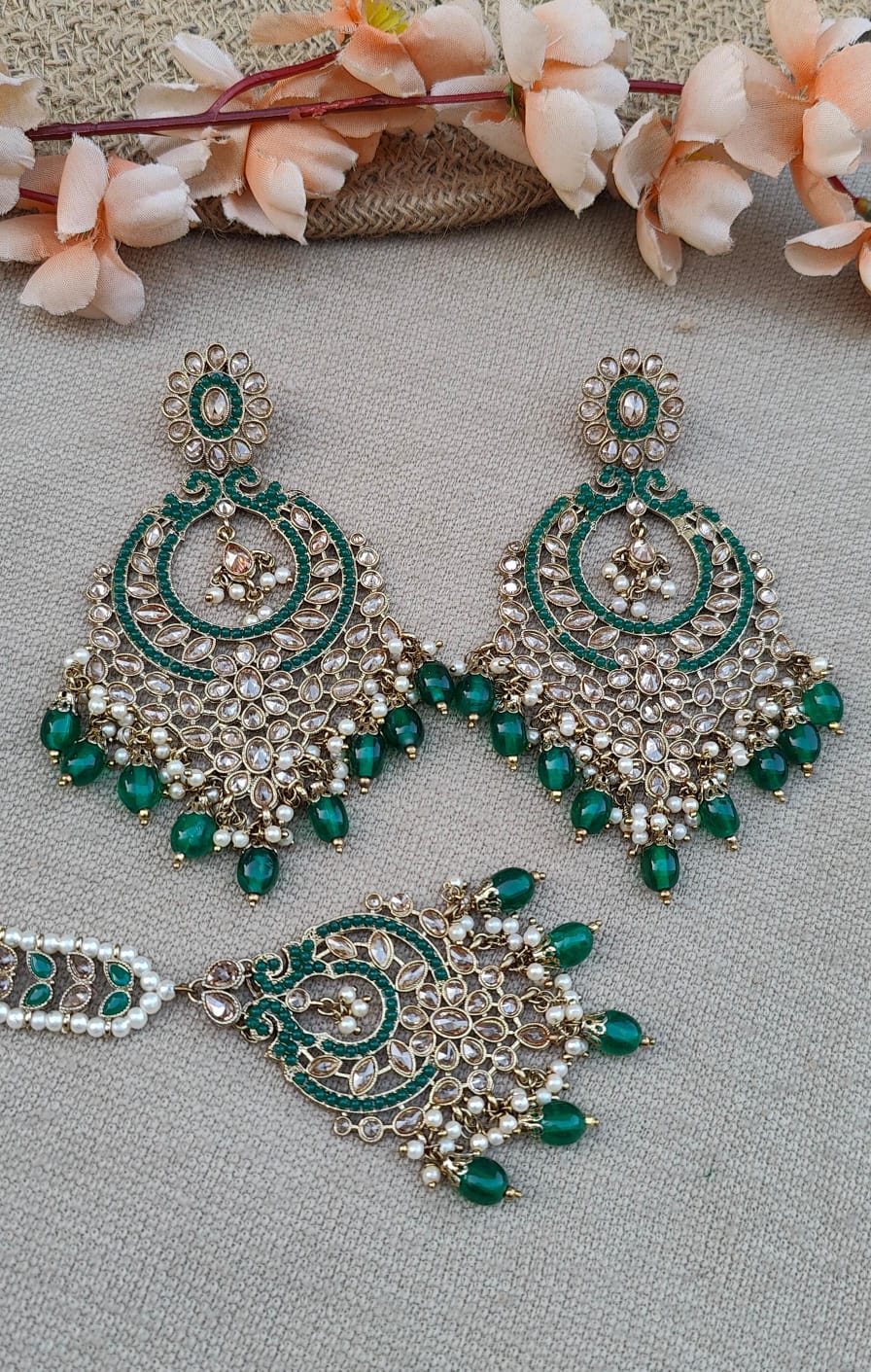 Farha Oversized Polki Earrings Tikka