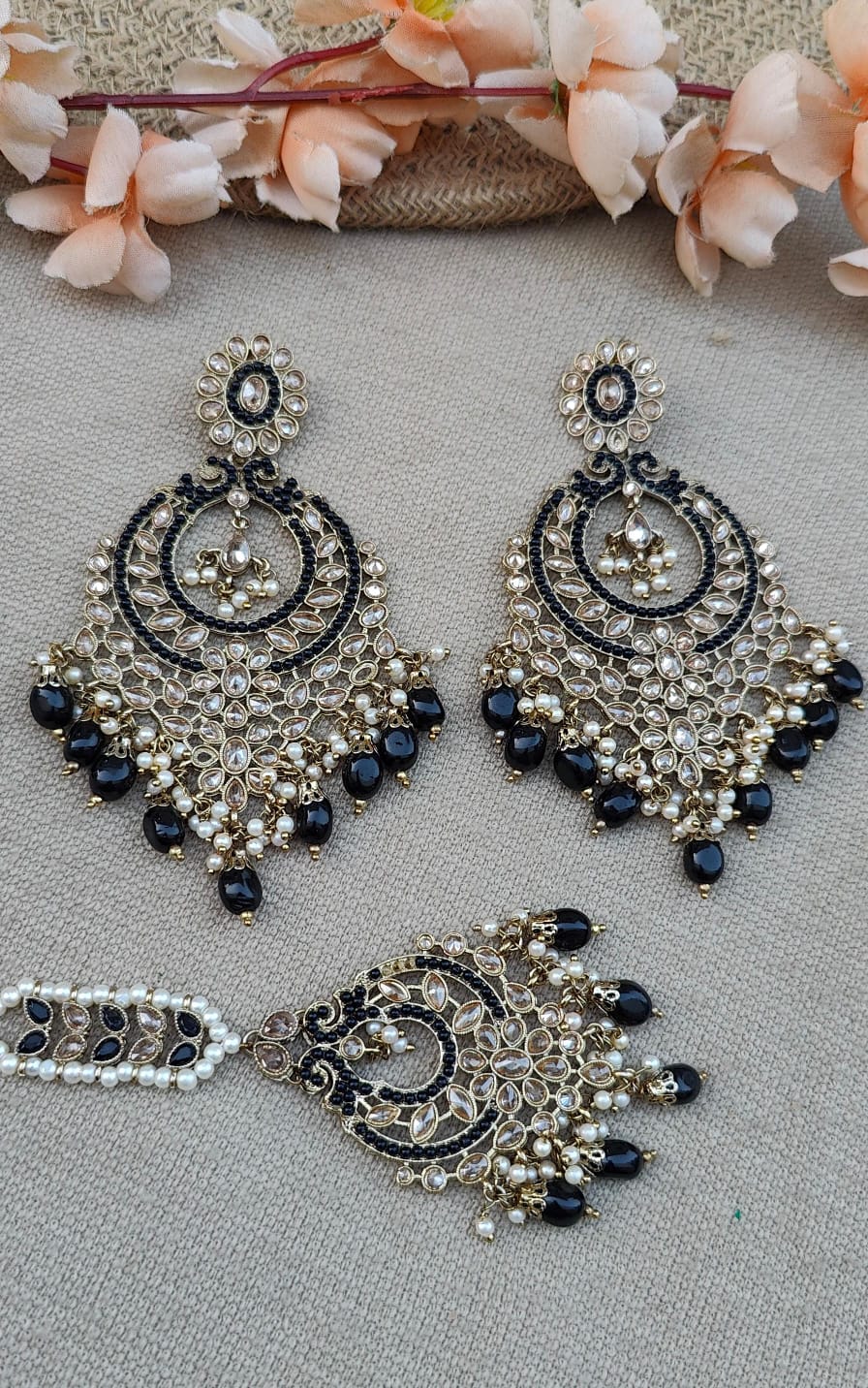 Farha Oversized Polki Earrings Tikka