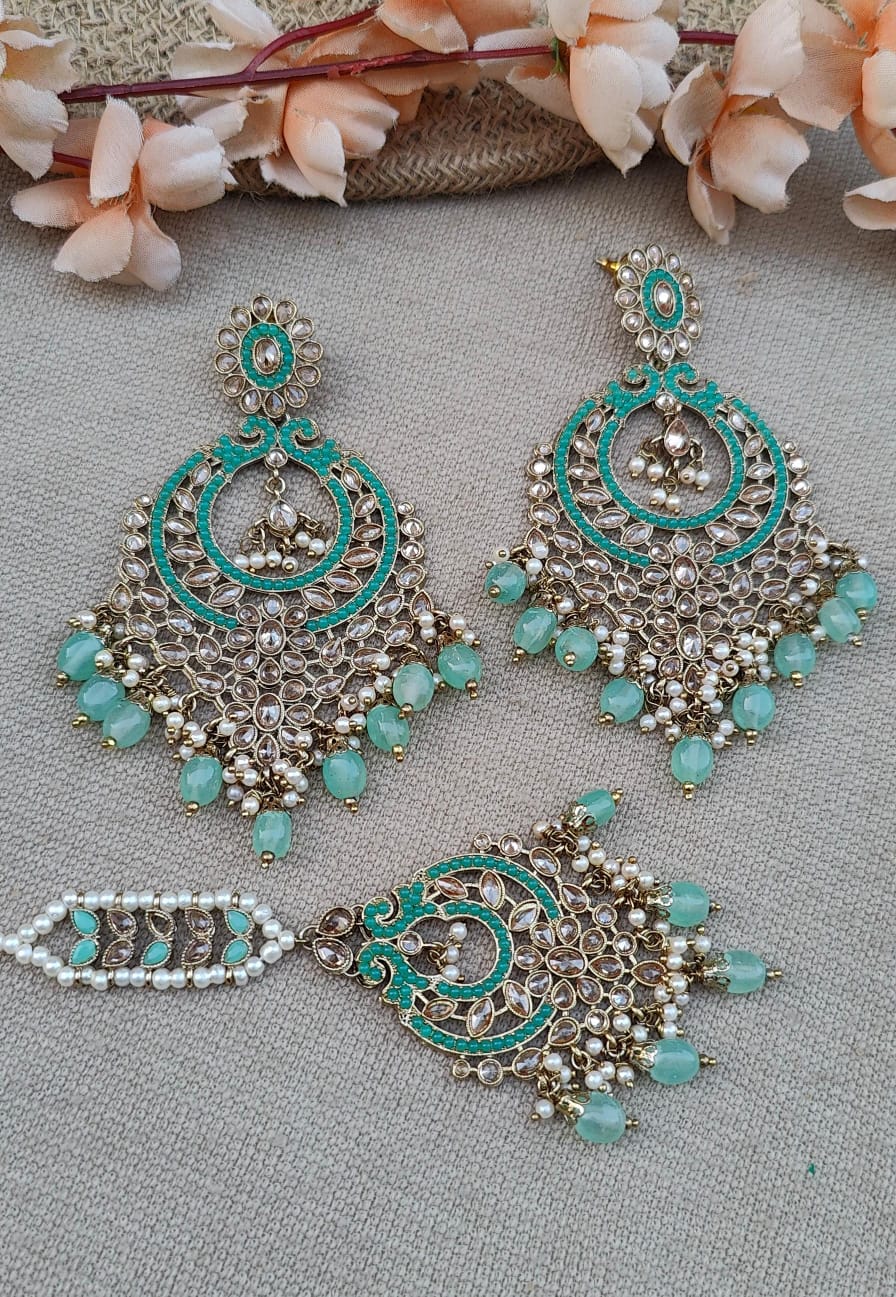 Farha Oversized Polki Earrings Tikka
