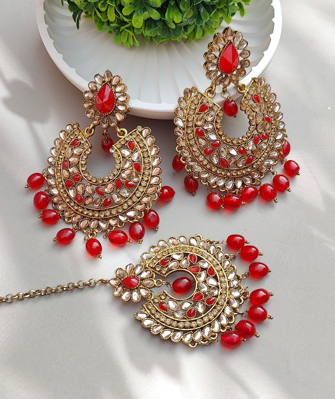 Himani Oversized Earrings Tikka