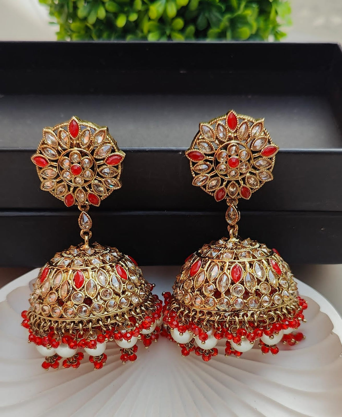 Ishita Oversized Polki Jhumkis
