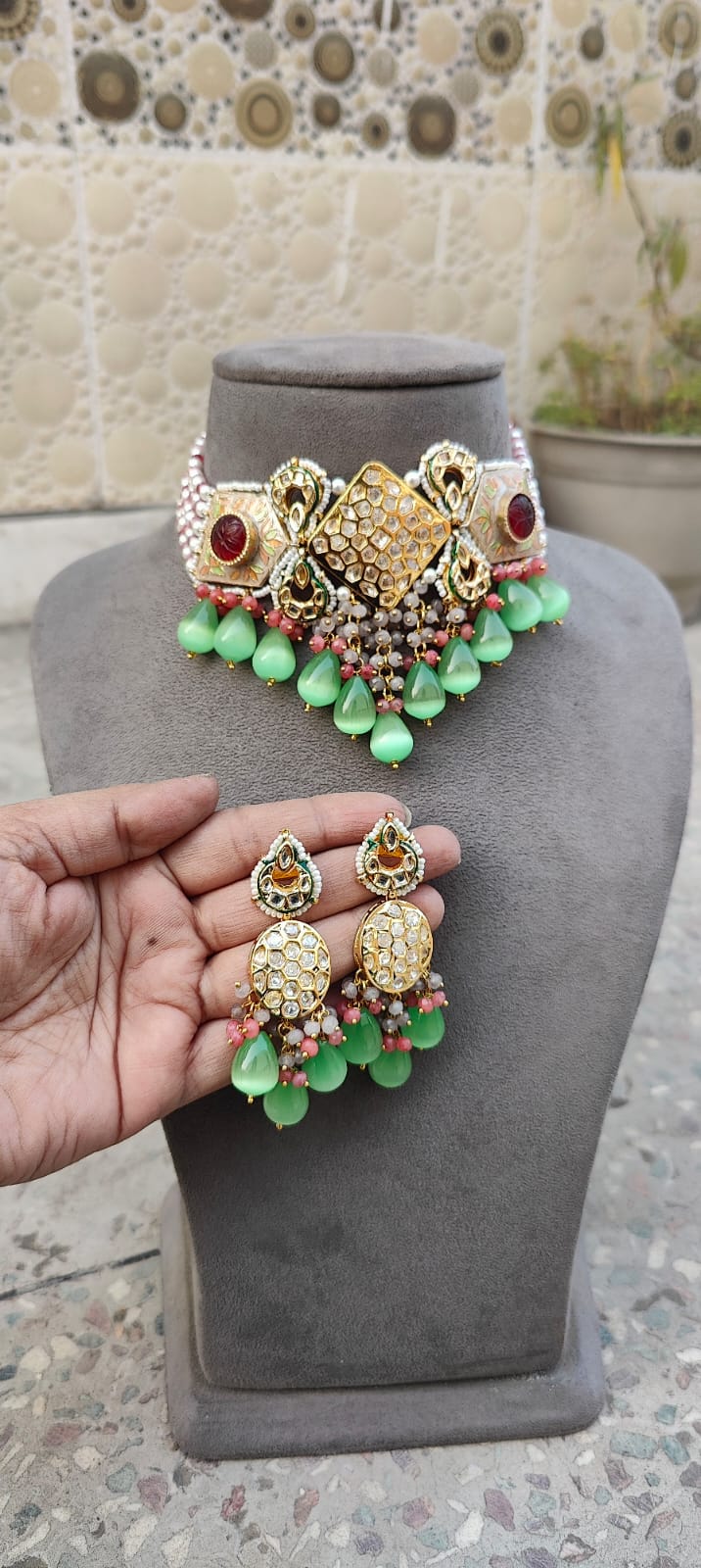 Zoha Meenakari Beaded Choker