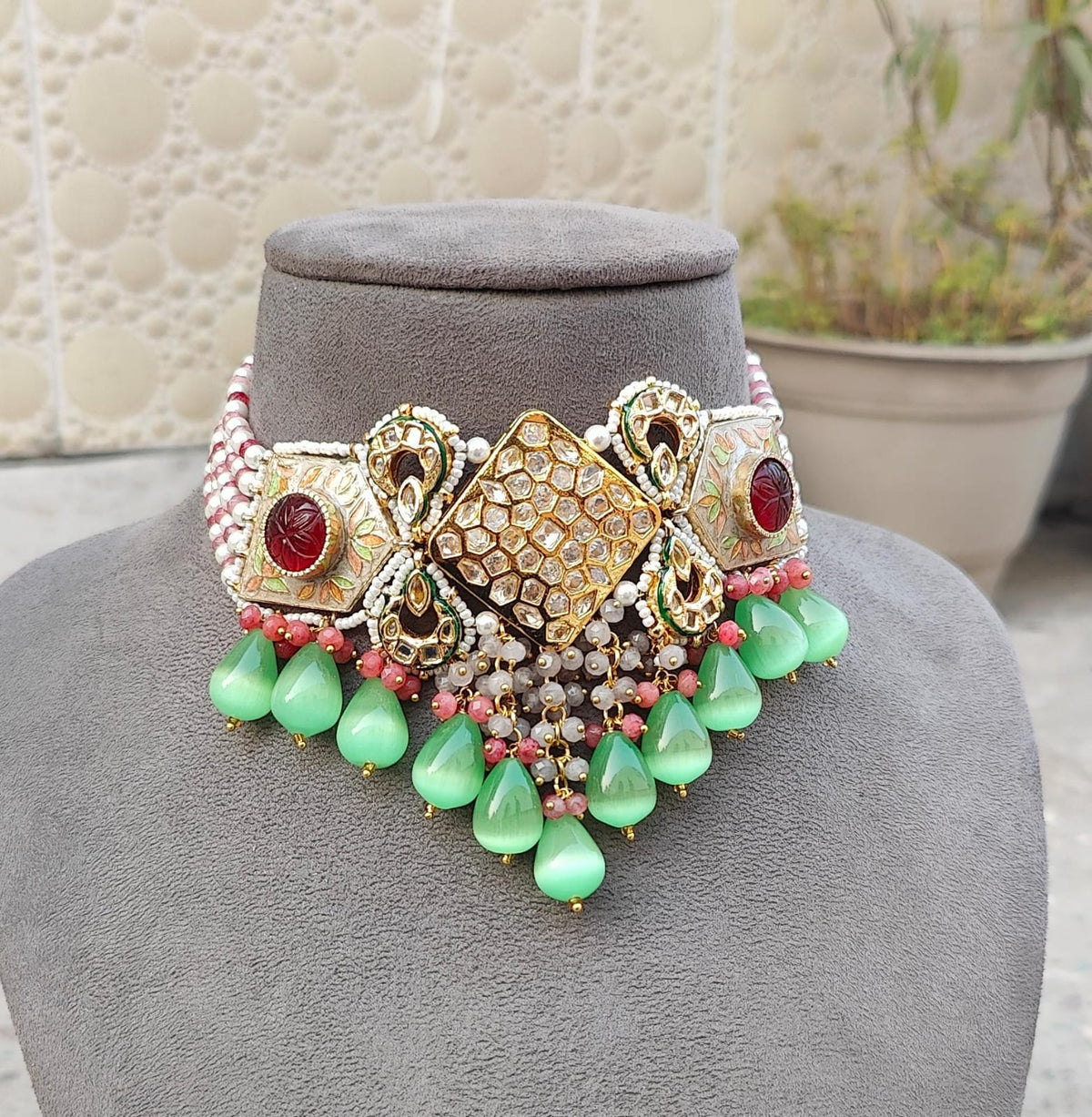 Zoha Meenakari Beaded Choker