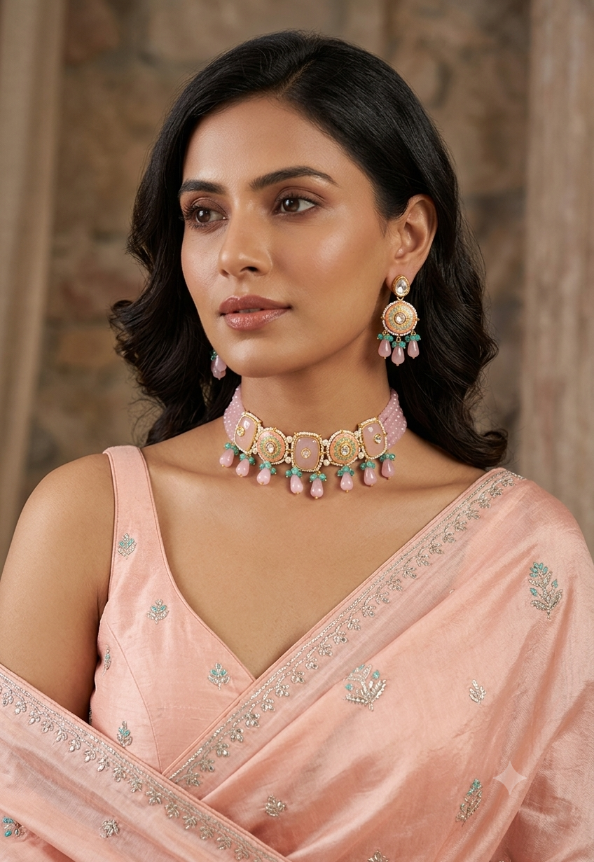 Varni Meenakari Beaded Choker