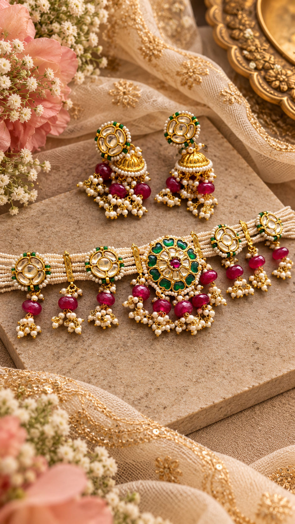 Meshwa Pachi Kundan Choker