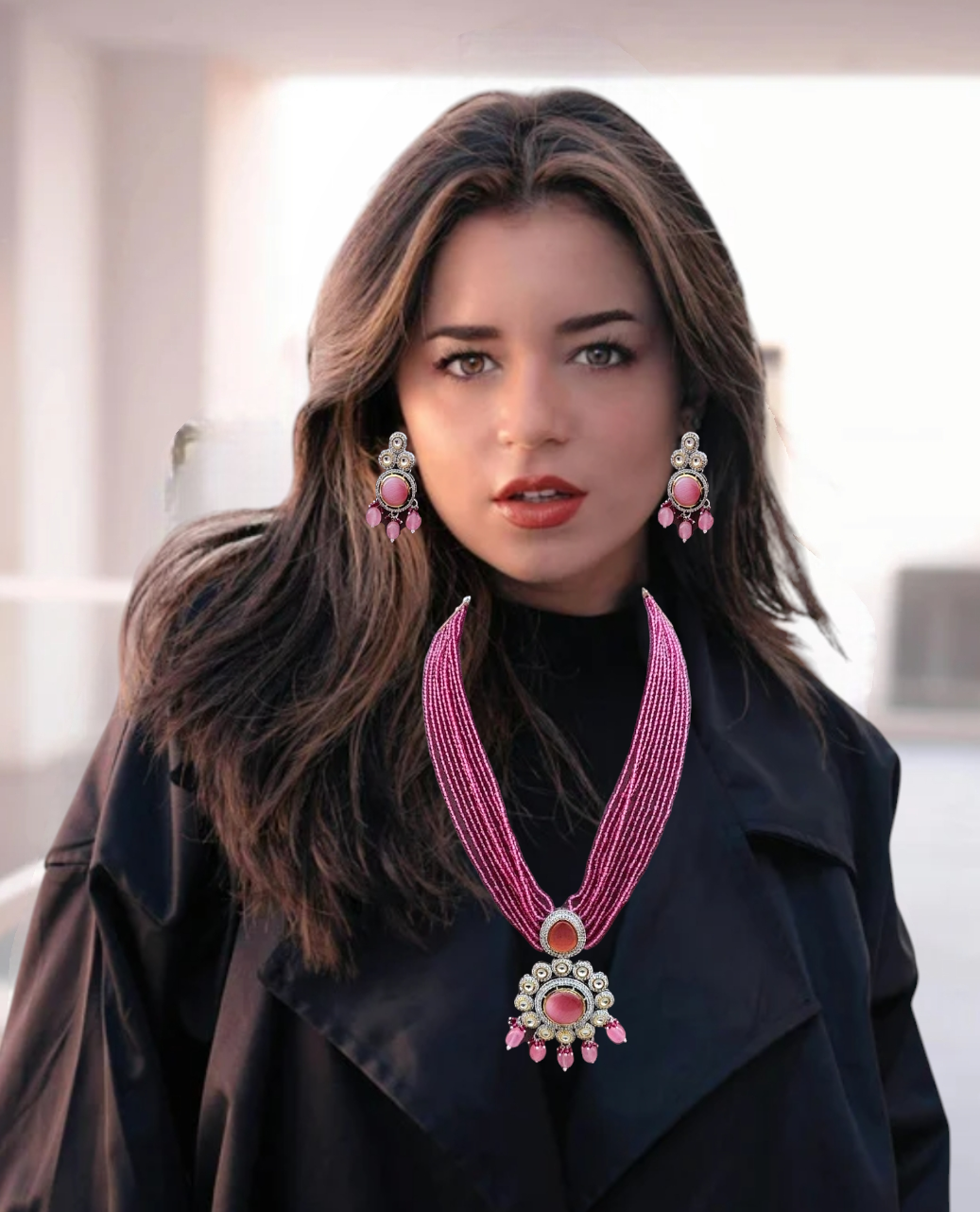 Karishma Long Beaded Necklace Set