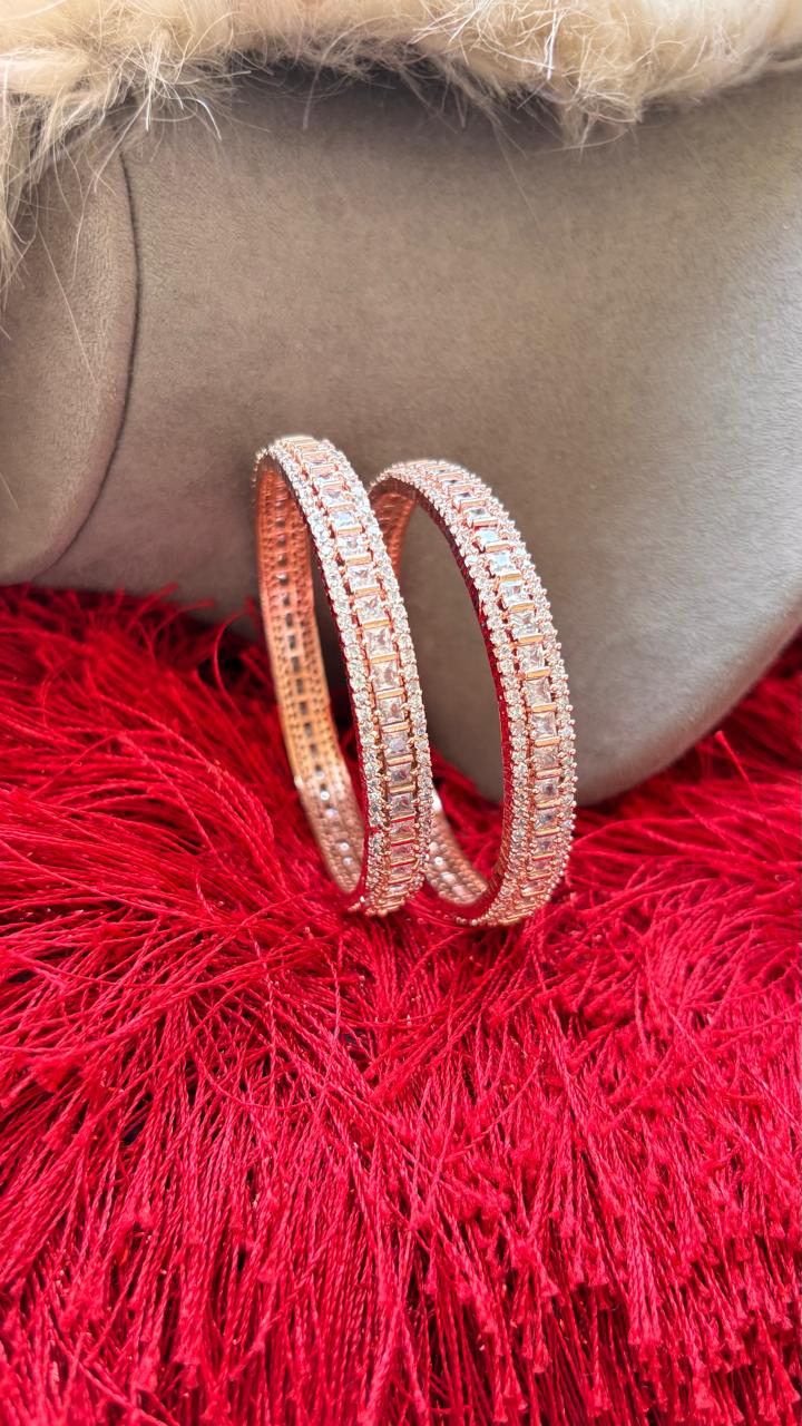 Marium AD Bangles (Rose Gold)