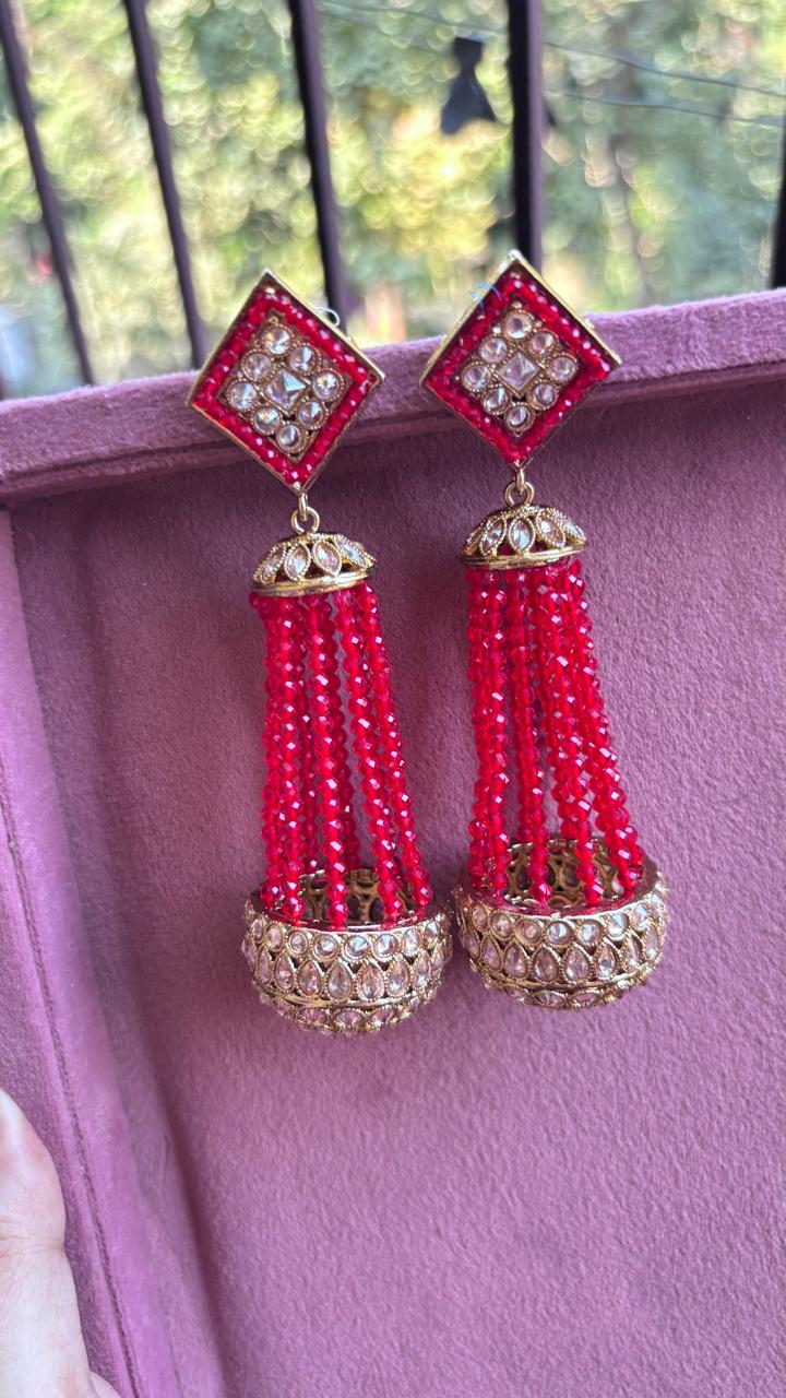 Liana Beaded Polki Jhumkas