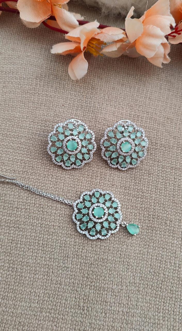 Floral AD Earrings Tikka