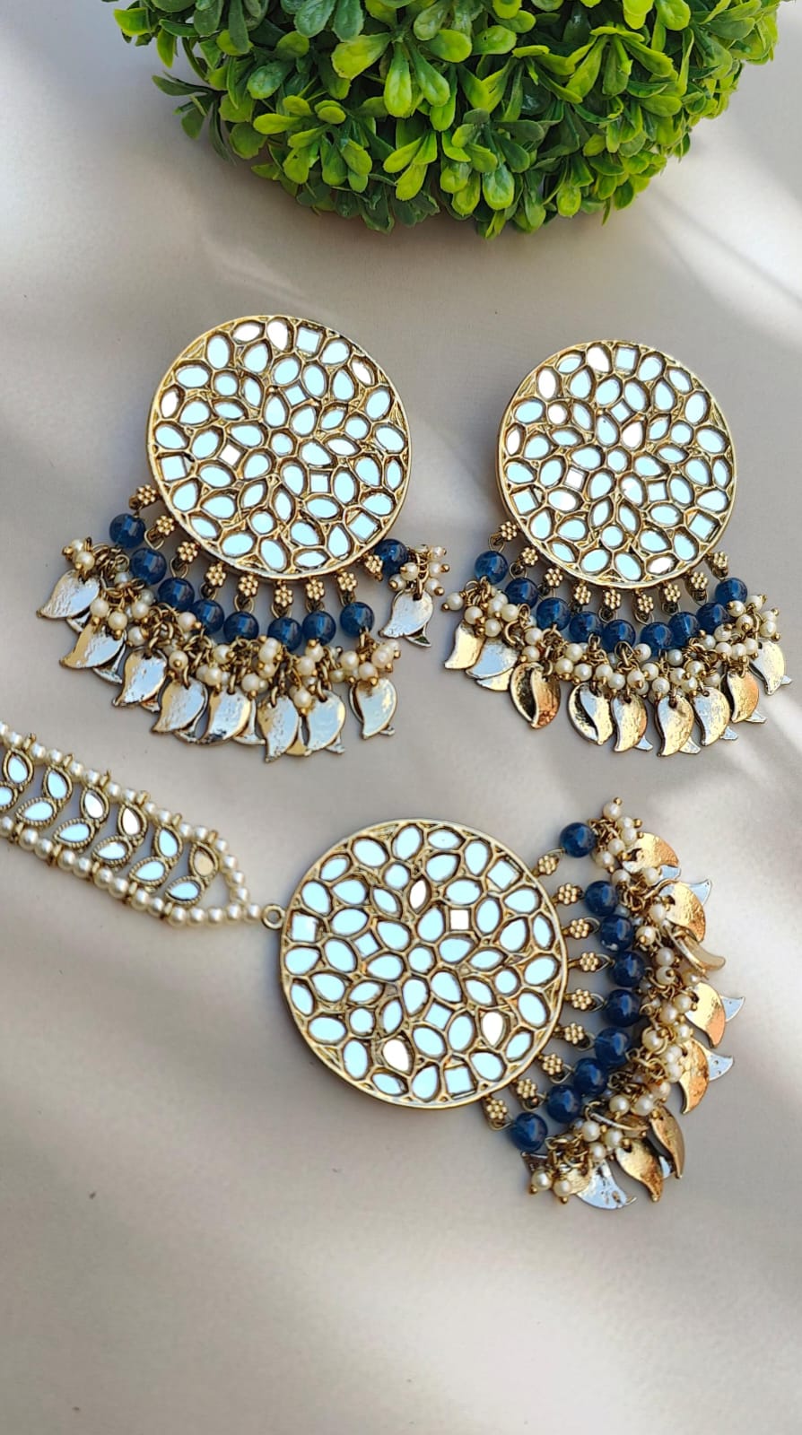 Anshi mirror earrings tikka