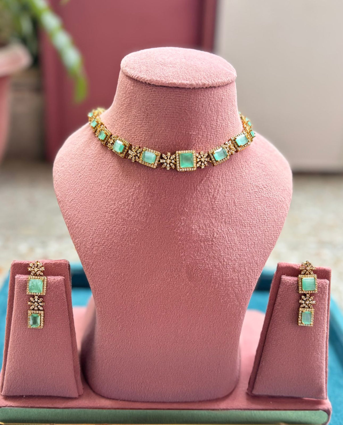 Lisha AD Necklace Set | AD Necklace with Earrings