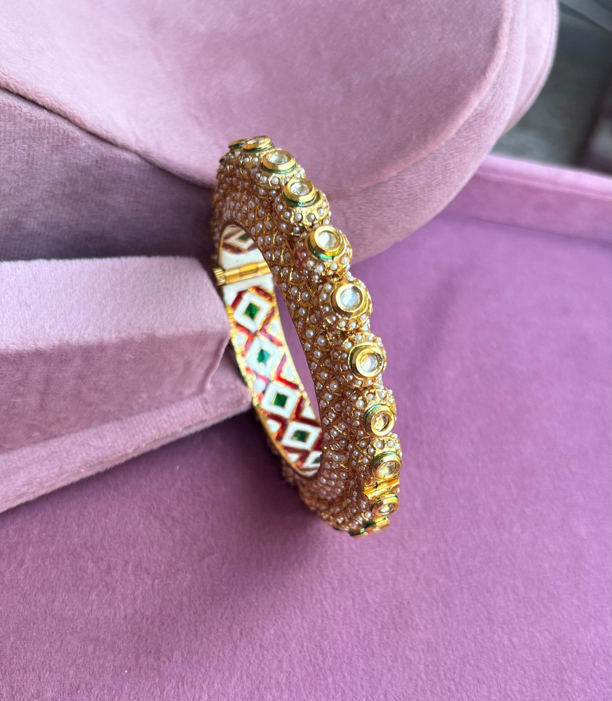 Kundan Jadau Pacheli Bangles/Kadey