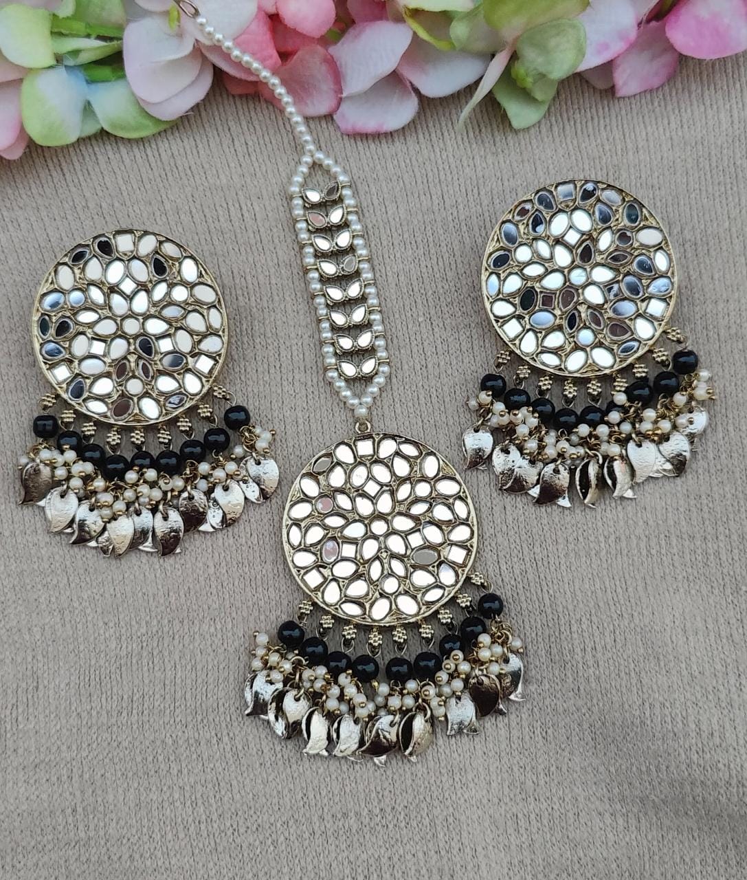 Anshi mirror earrings tikka