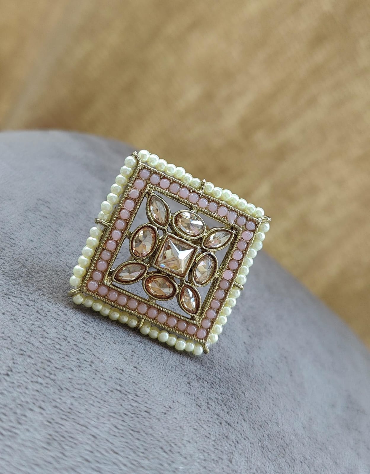 Anahita Polki Ring (Pink)
