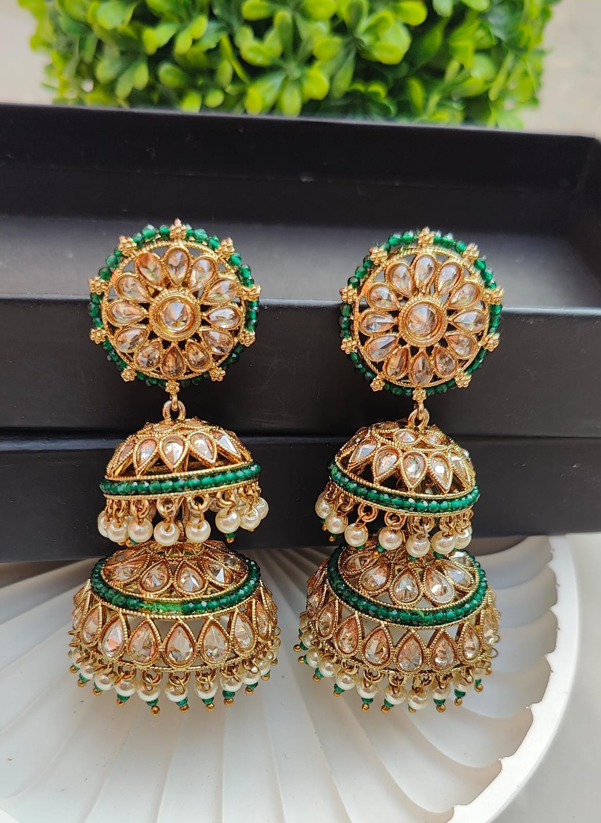 Aafiya Double Polki Jhumkas