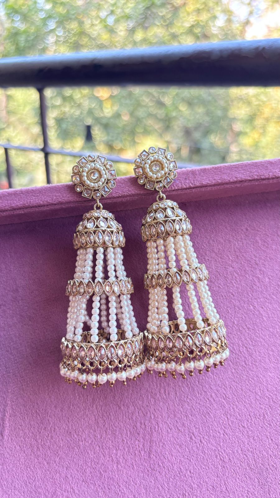 Kavisha Double Beaded Polki Jhumkas